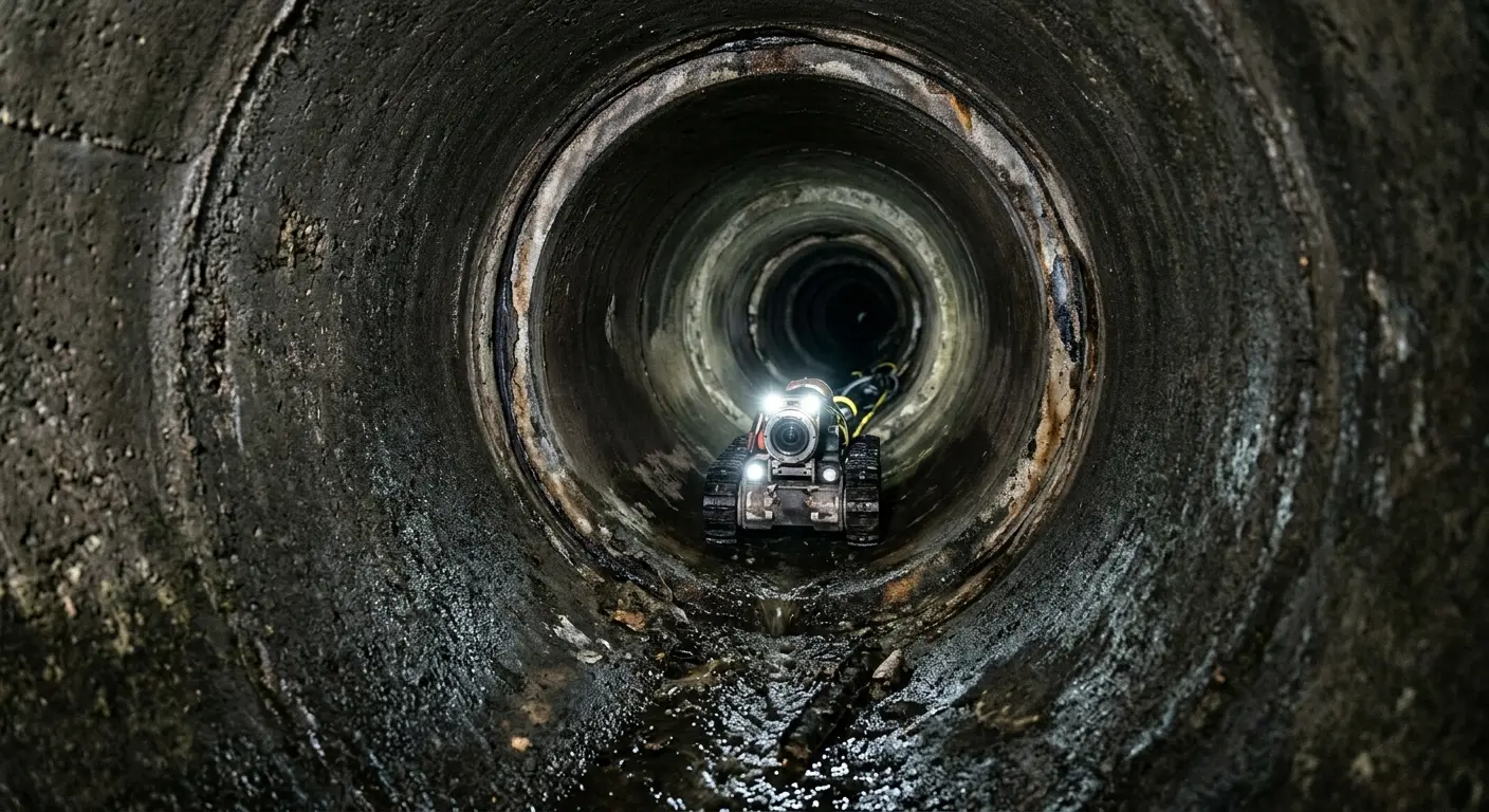 Robotic sewer camera inspecting pipe interior for Sewer Line Repair in Chadron